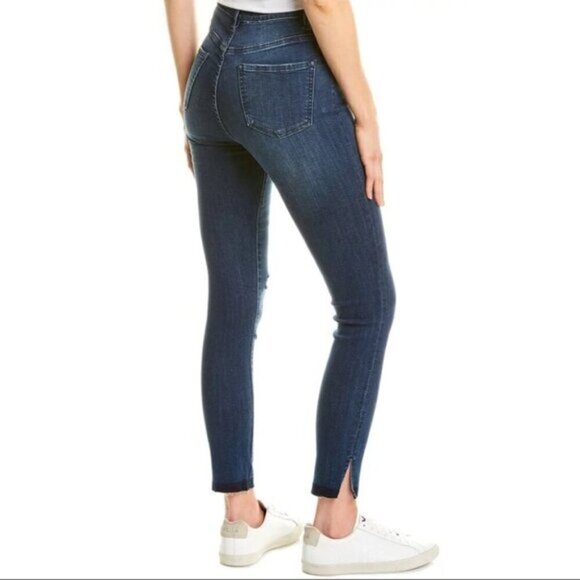 NEON BLONDE Bombshell High Rise Skinny Jeans Denim Dark Wash Distressed Size 24 - Picture 15 of 15